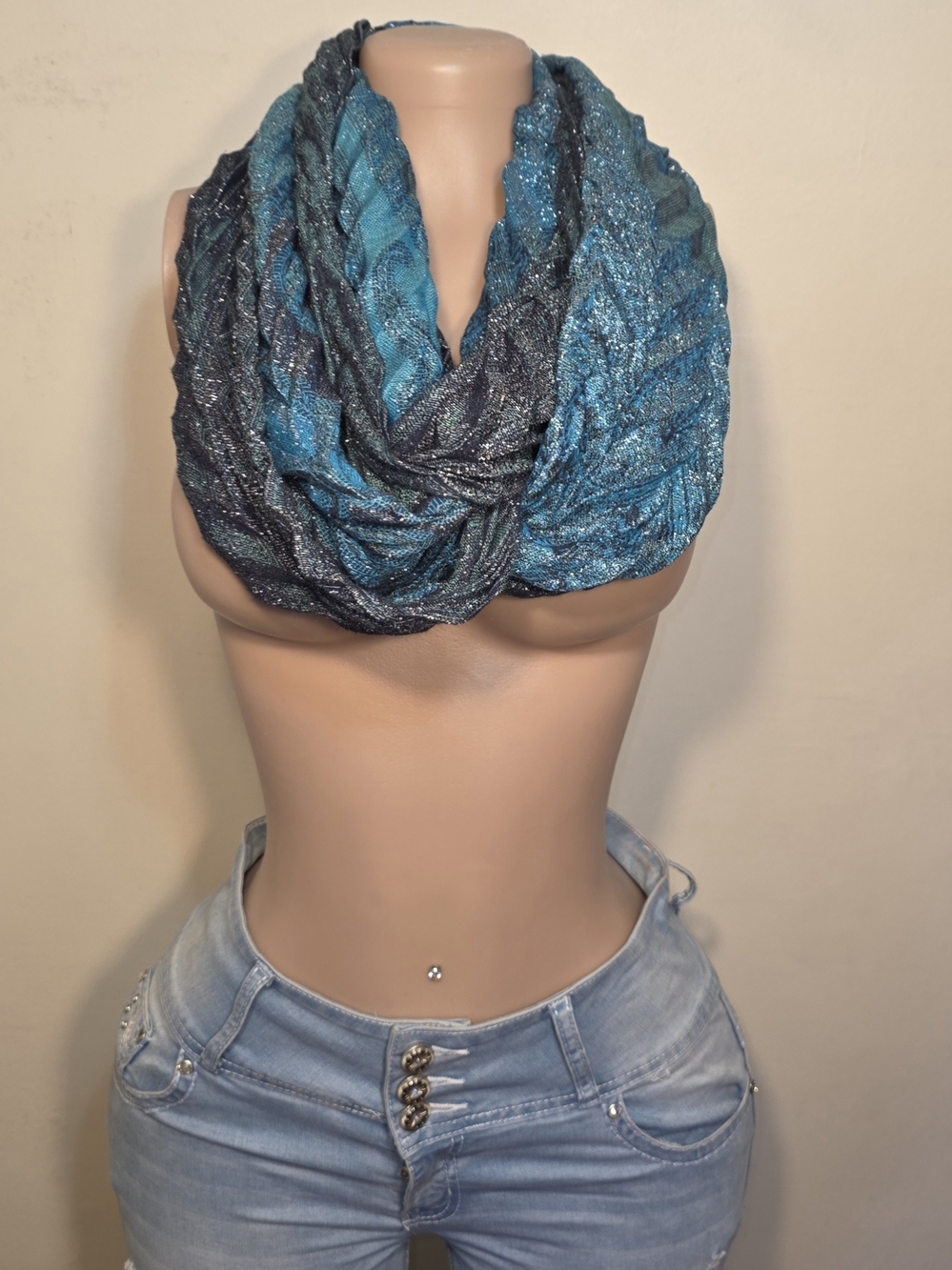 Blue Shimmer Infinity Scarf for Women